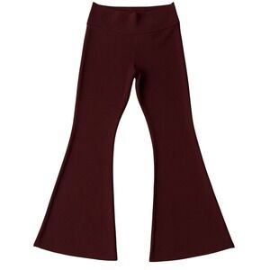 Nike Women Ribbed Flare Bell Bottom Leggings Pants Burgundy Size L